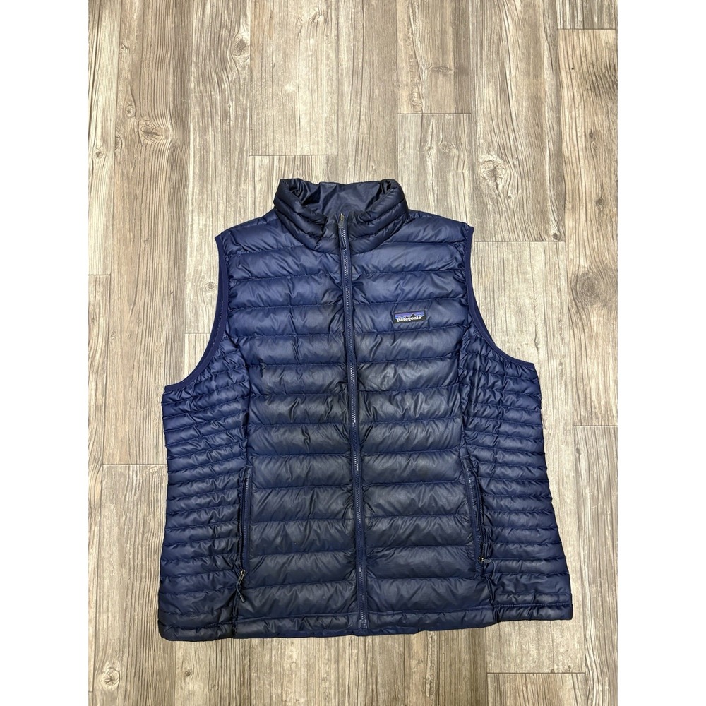 Patagonia Goose Down Quilted Puffer Vest Womens 2XL Navy Blue Full Zip 84628